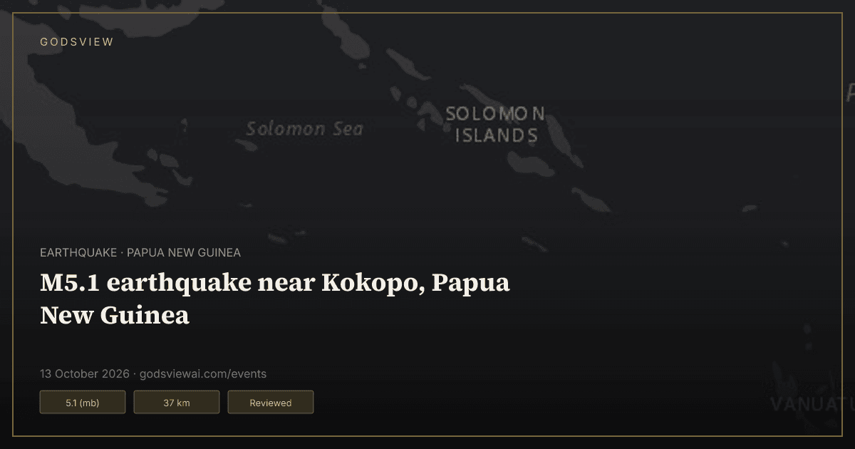 Map of M5.1 earthquake near Kokopo, Papua New Guinea