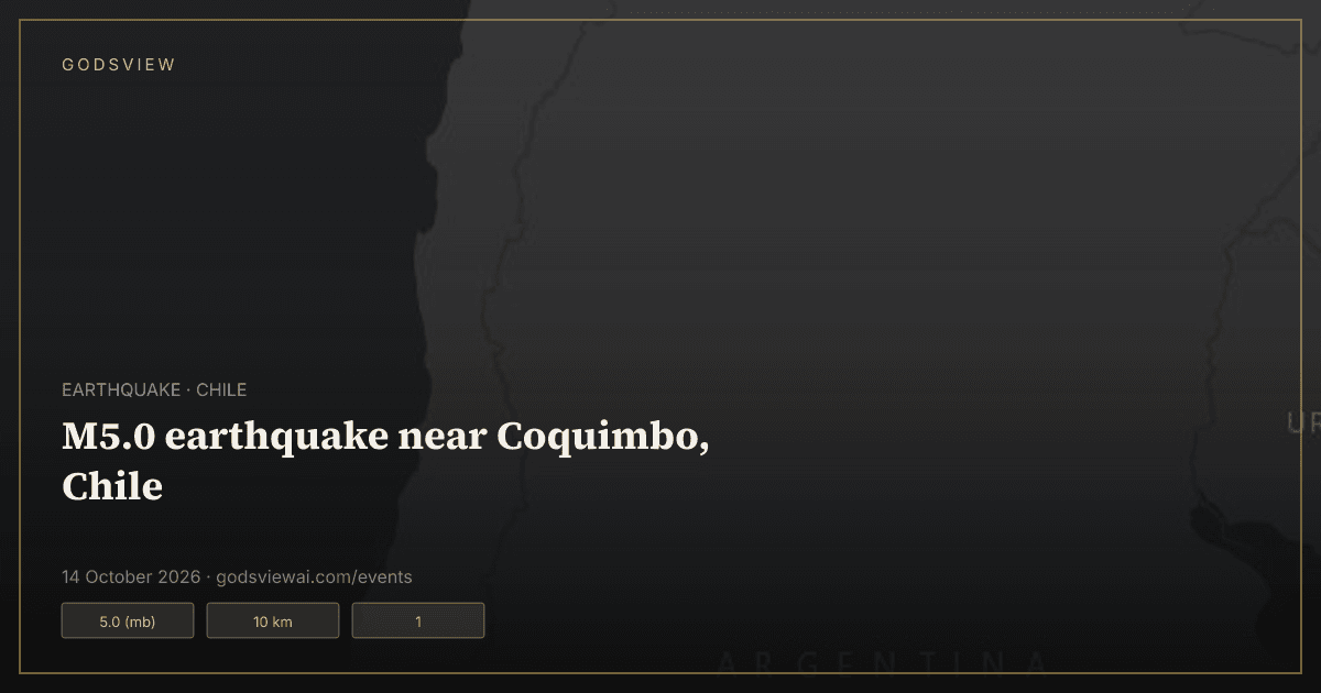 Map of M5.0 earthquake near Coquimbo, Chile