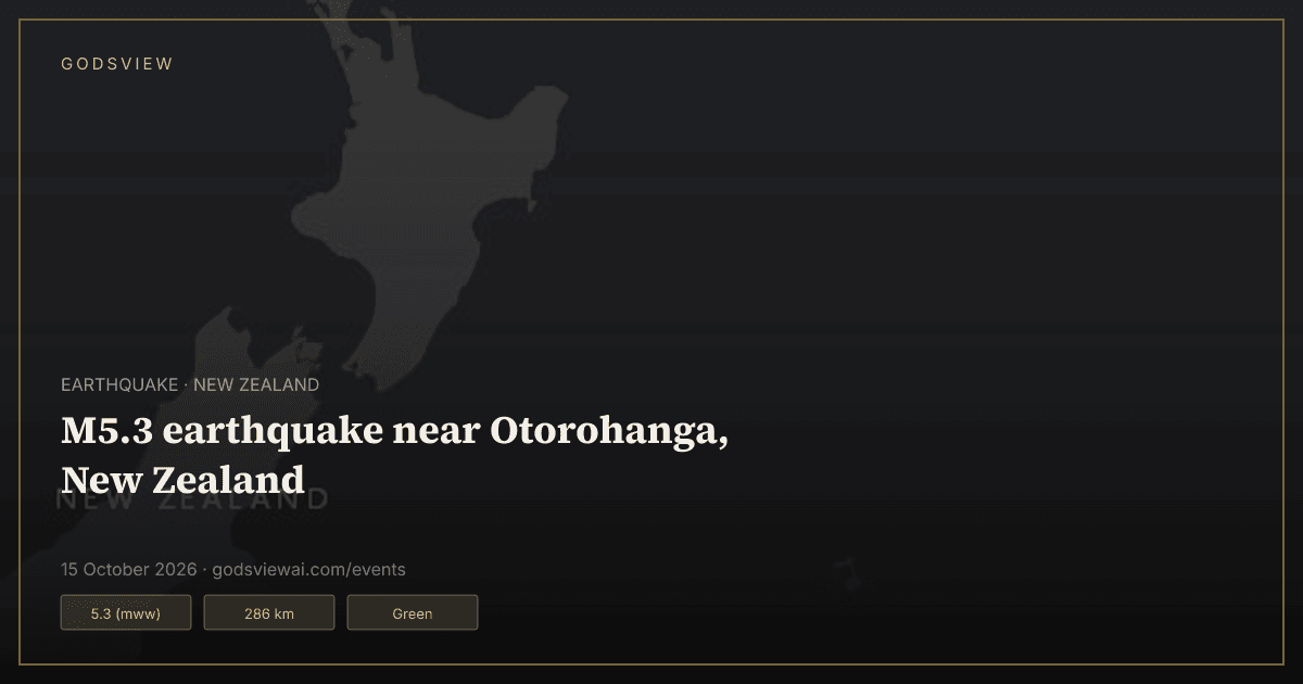 Map of M5.3 earthquake near Otorohanga, New Zealand