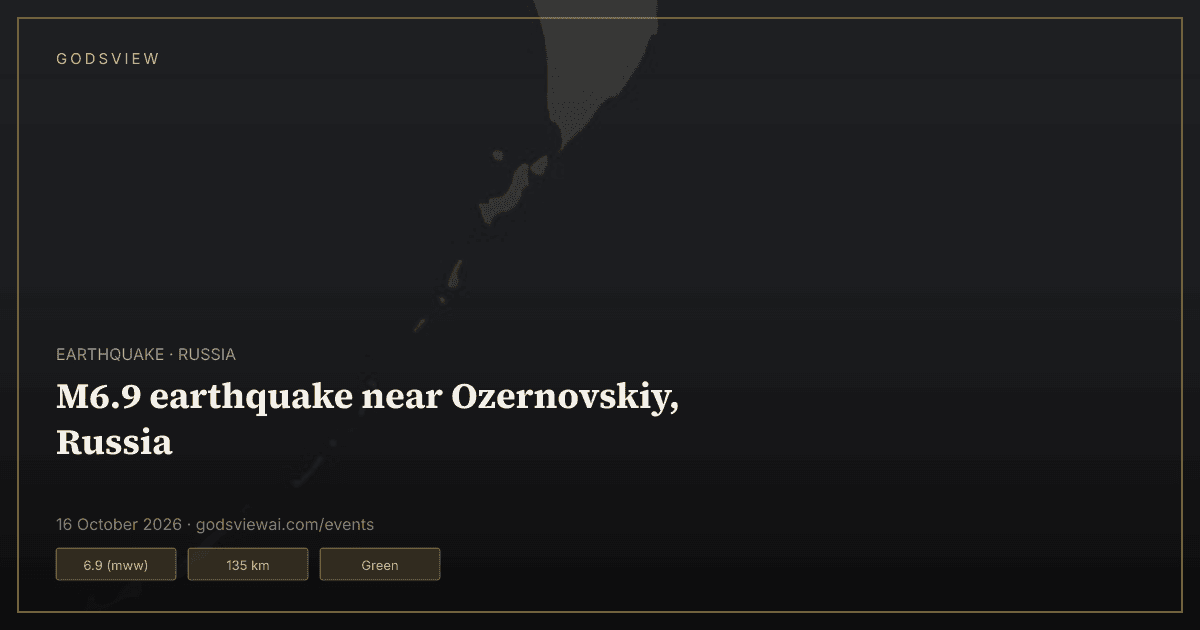 Map of M6.9 earthquake near Ozernovskiy, Russia