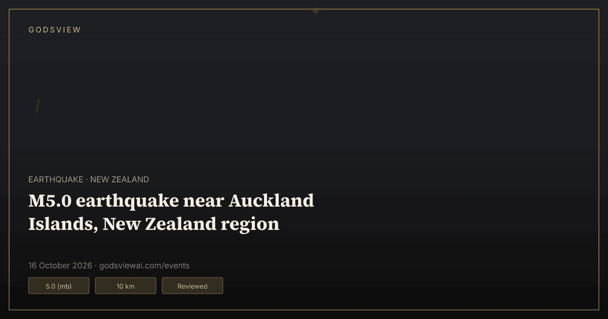Map of M5.0 earthquake near Auckland Islands, New Zealand region