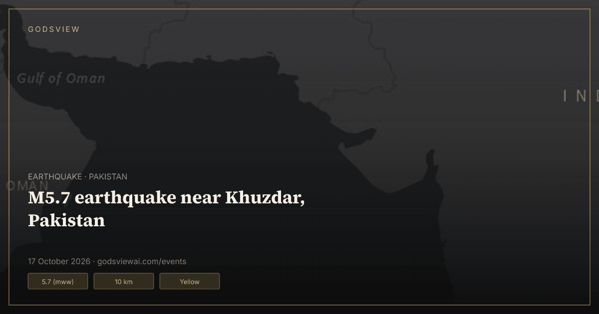 Map of M5.7 earthquake near Khuzdar, Pakistan