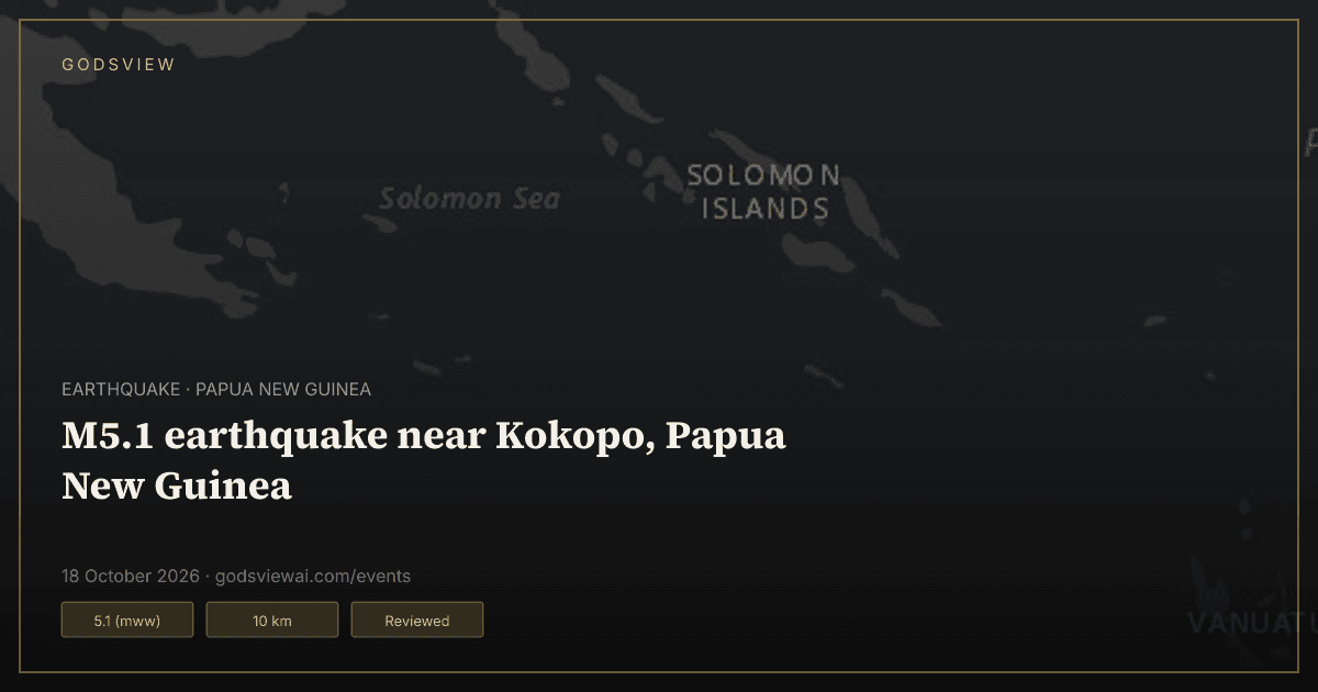 Map of M5.1 earthquake near Kokopo, Papua New Guinea
