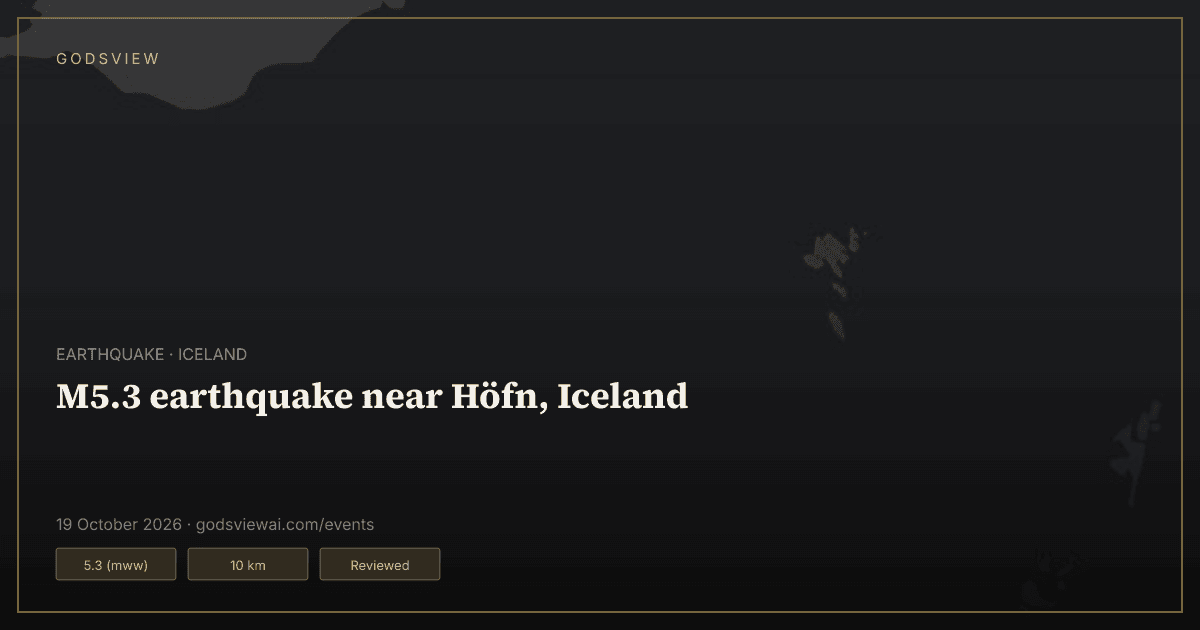 Map of M5.3 earthquake near Höfn, Iceland