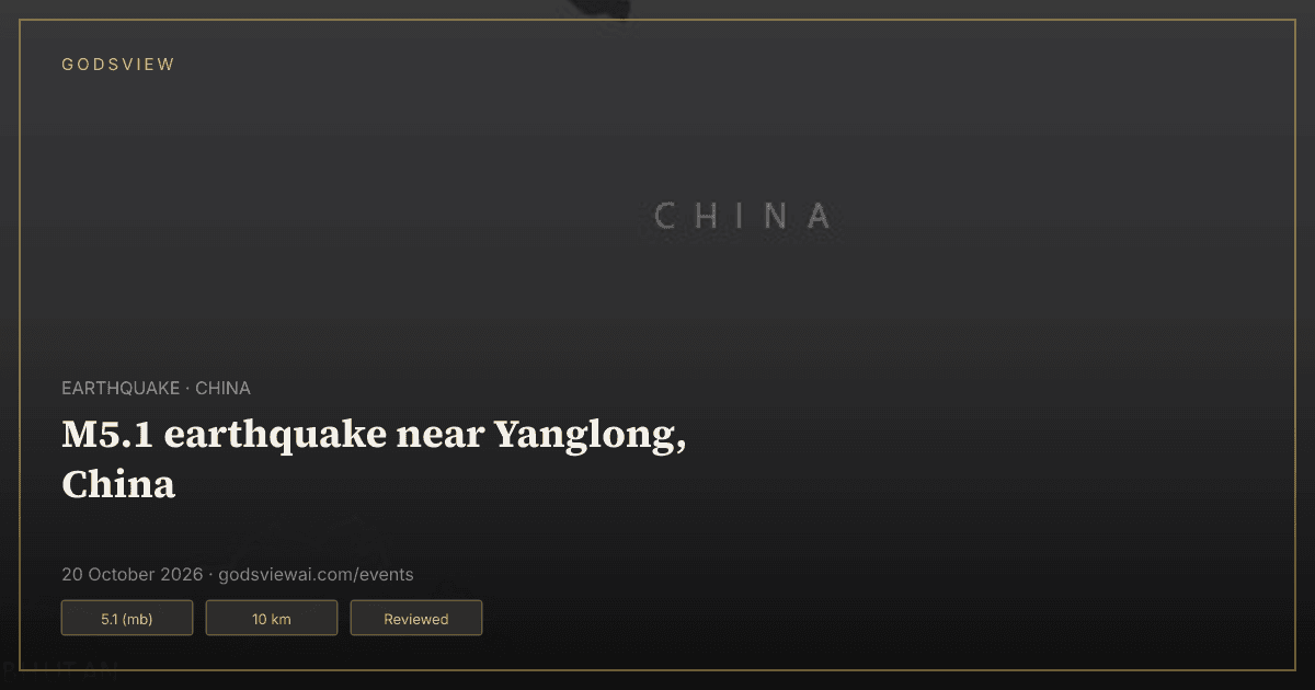 Map of M5.1 earthquake near Yanglong, China