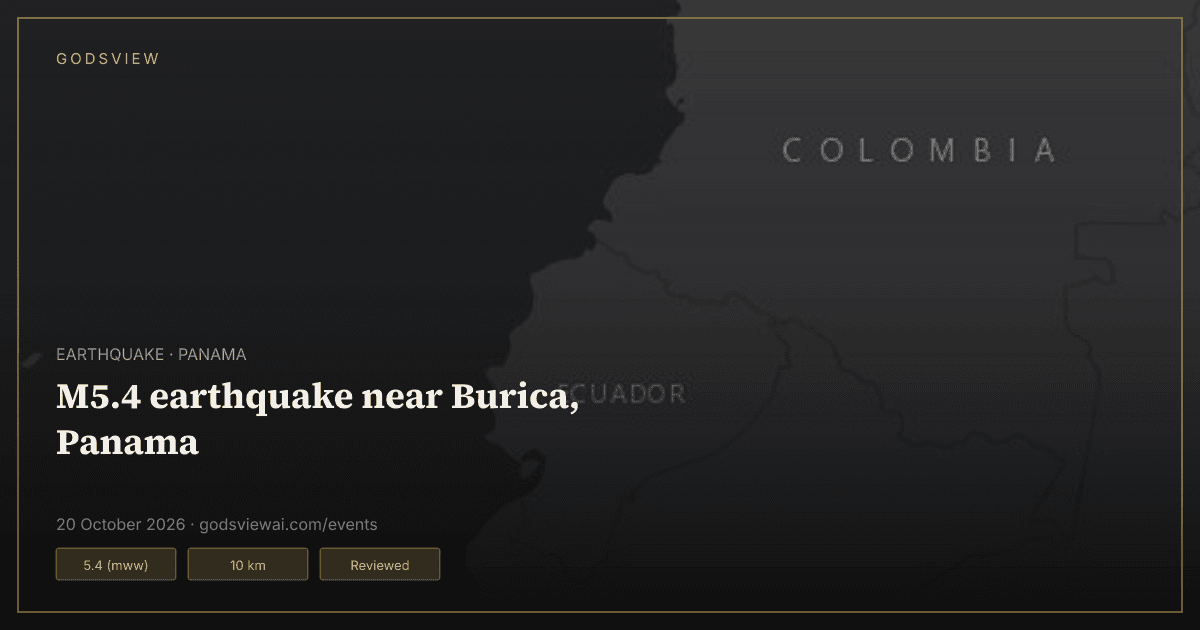 Map of M5.4 earthquake near Burica, Panama