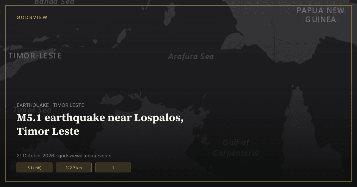 Map of M5.1 earthquake near Lospalos, Timor Leste