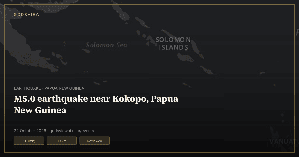 Map of M5.0 earthquake near Kokopo, Papua New Guinea