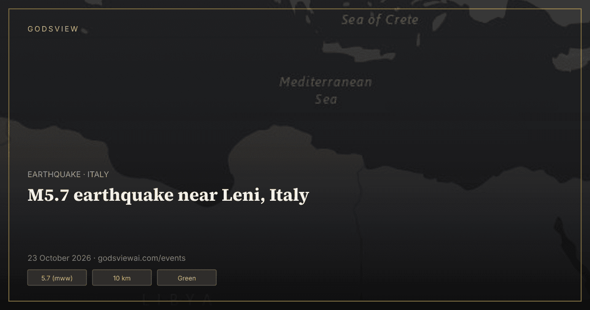 Map of M5.7 earthquake near Leni, Italy