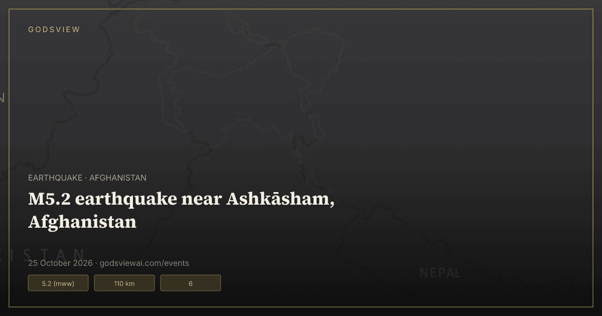 Map of M5.2 earthquake near Ashkāsham, Afghanistan