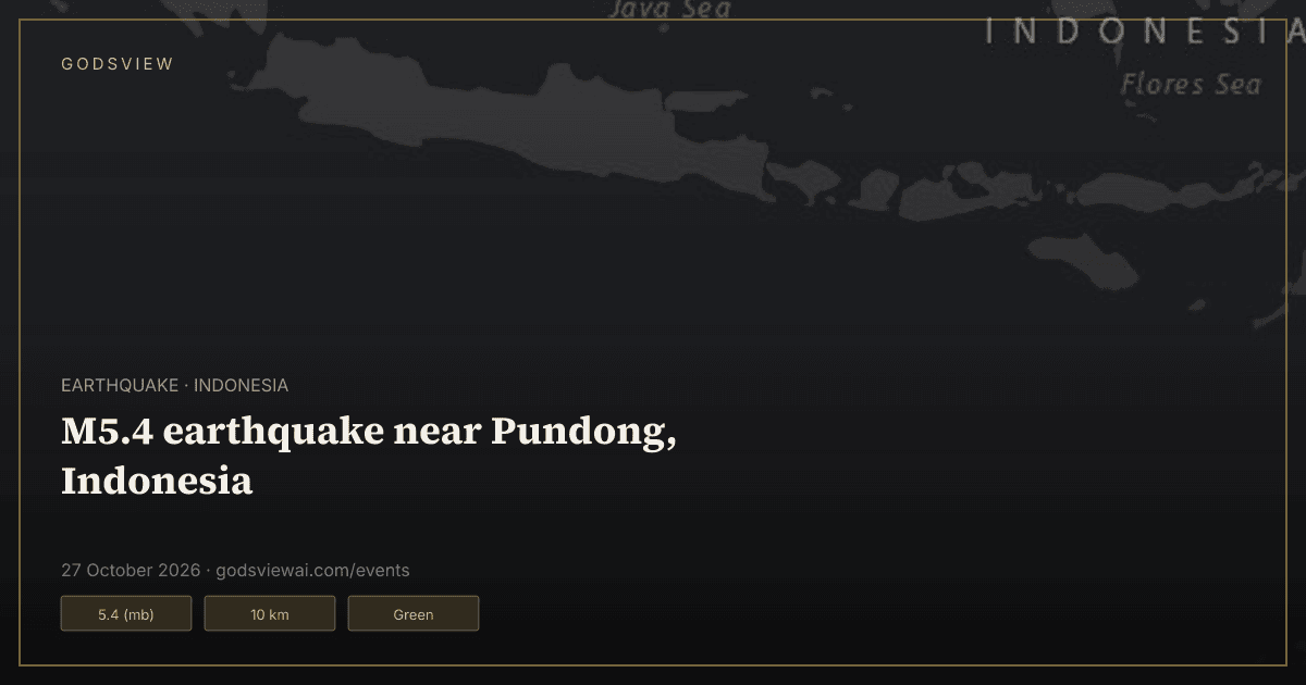 Map of M5.4 earthquake near Pundong, Indonesia