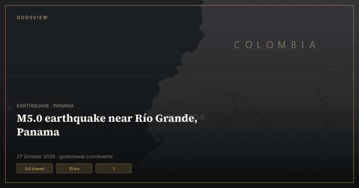 Map of M5.0 earthquake near Río Grande, Panama