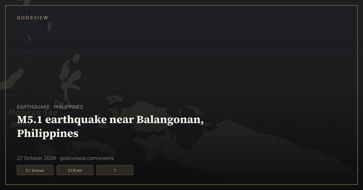 Map of M5.1 earthquake near Balangonan, Philippines