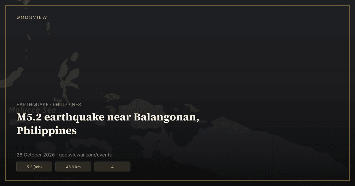 Map of M5.2 earthquake near Balangonan, Philippines