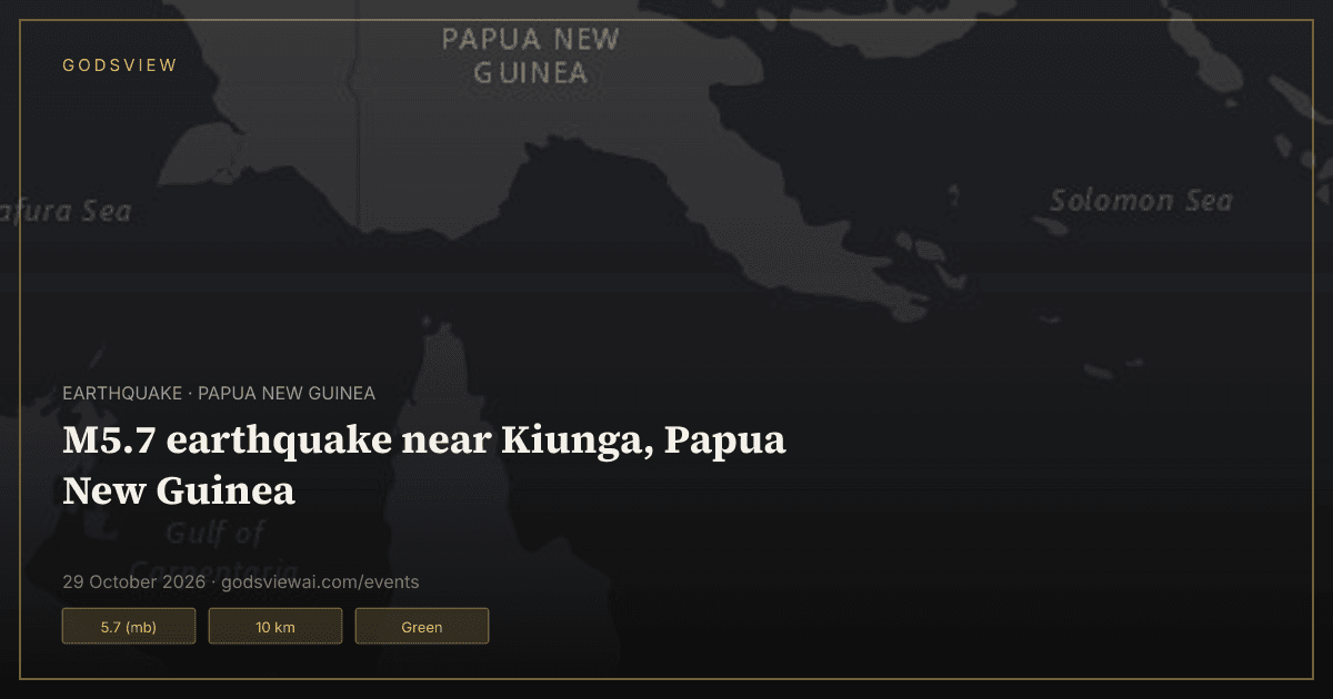 Map of M5.7 earthquake near Kiunga, Papua New Guinea