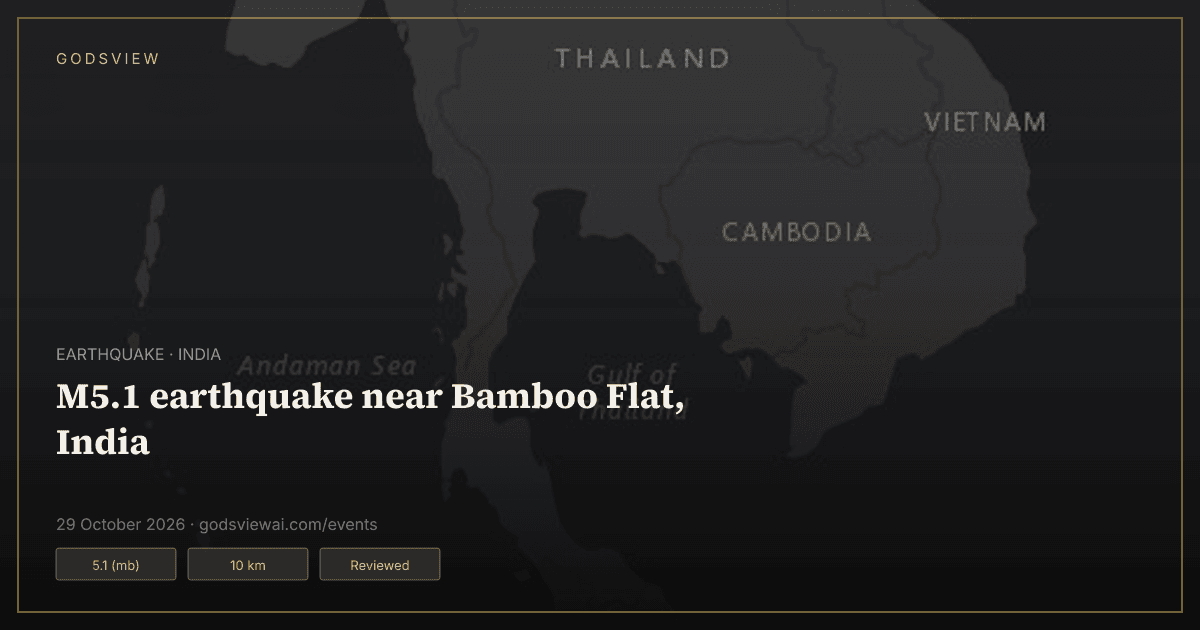 Map of M5.1 earthquake near Bamboo Flat, India