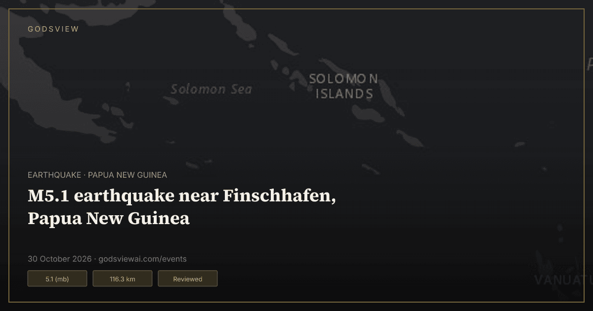 Map of M5.1 earthquake near Finschhafen, Papua New Guinea