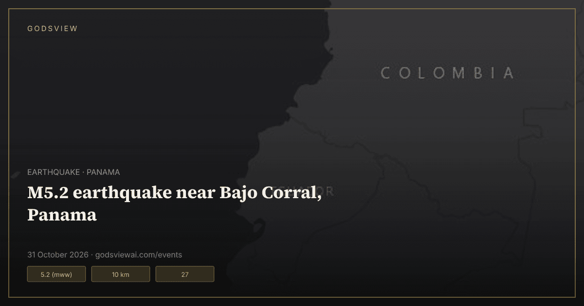 Map of M5.2 earthquake near Bajo Corral, Panama