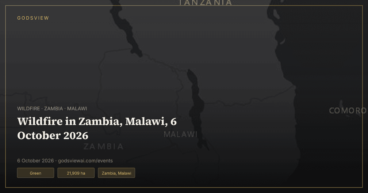 Map of Wildfire in Zambia, Malawi, 6 October 2026