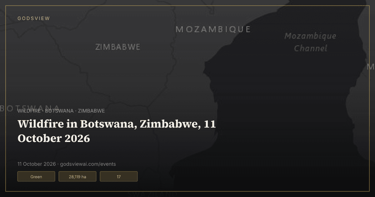 Map of Wildfire in Botswana, Zimbabwe, 11 October 2026