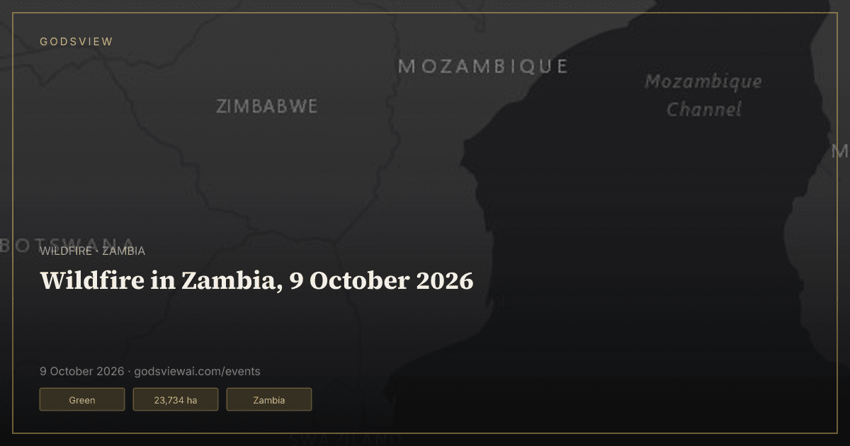 Map of Wildfire in Zambia, 9 October 2026