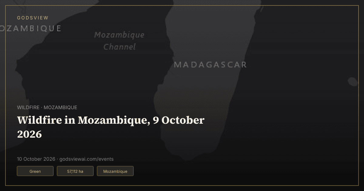 Map of Wildfire in Mozambique, 9 October 2026