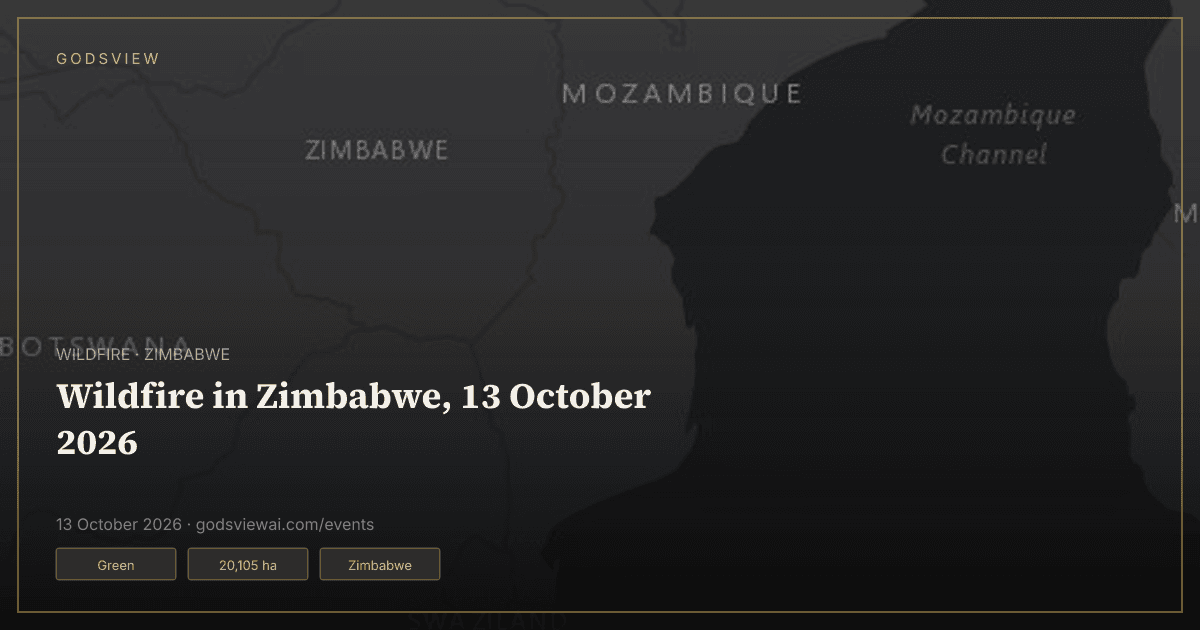 Map of Wildfire in Zimbabwe, 13 October 2026