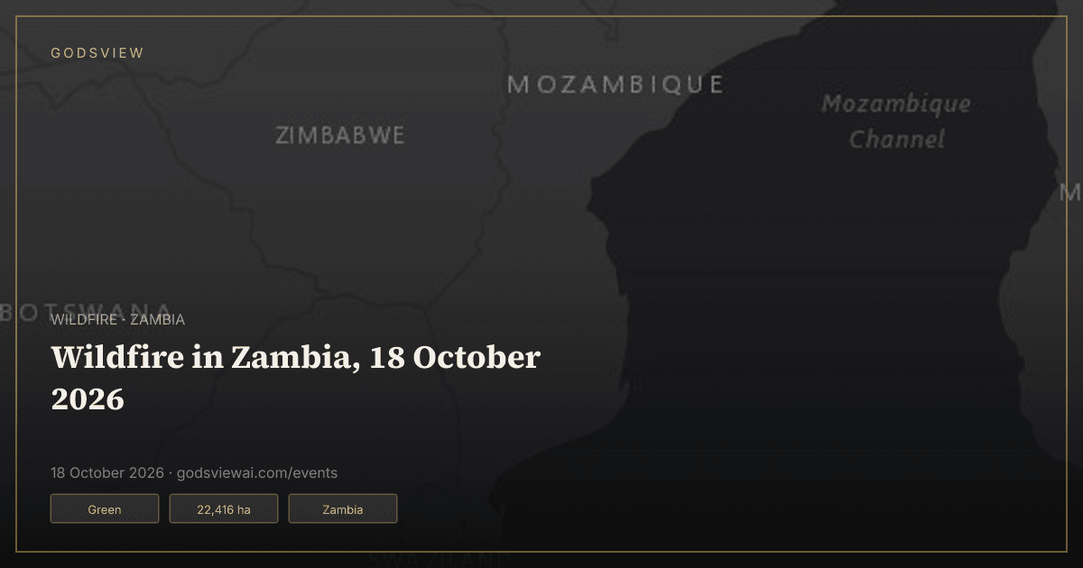 Map of Wildfire in Zambia, 18 October 2026