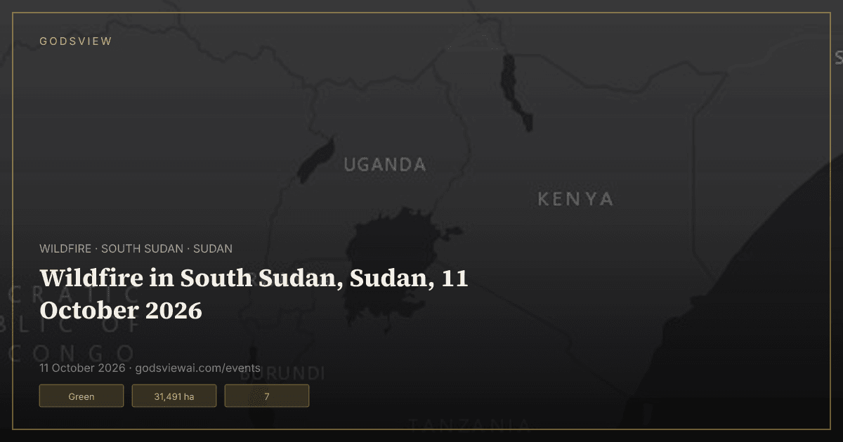 Map of Wildfire in South Sudan, Sudan, 11 October 2026