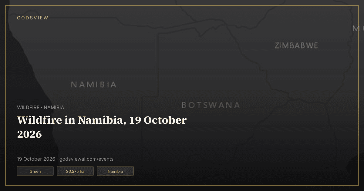 Map of Wildfire in Namibia, 19 October 2026