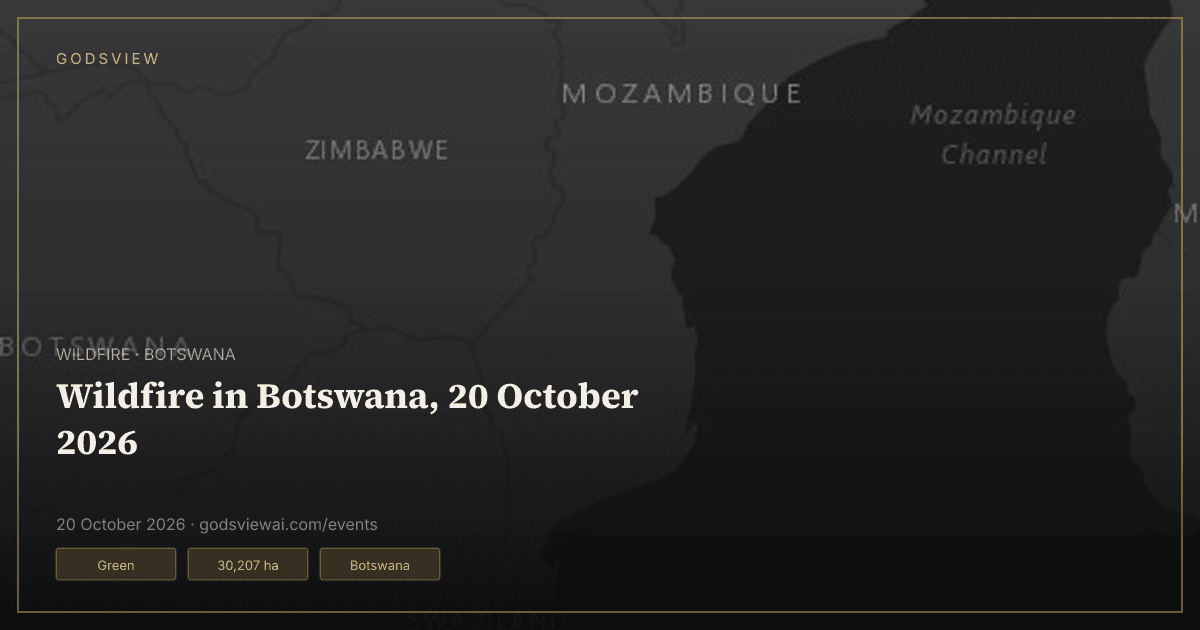 Map of Wildfire in Botswana, 20 October 2026
