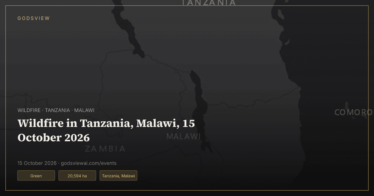 Map of Wildfire in Tanzania, Malawi, 15 October 2026