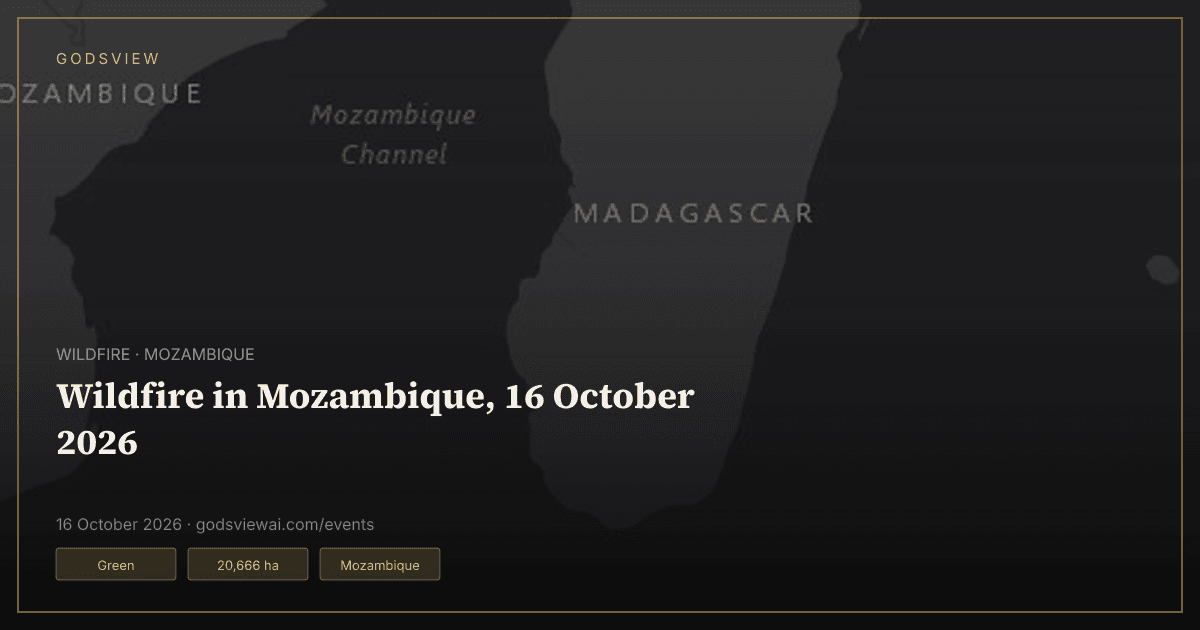 Map of Wildfire in Mozambique, 16 October 2026