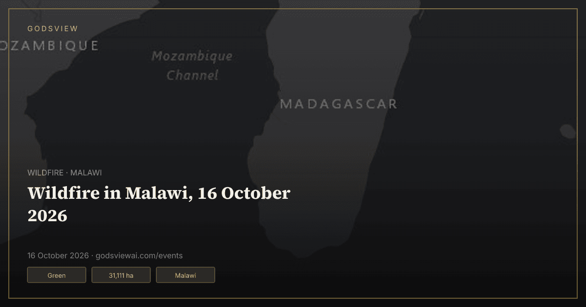 Map of Wildfire in Malawi, 16 October 2026