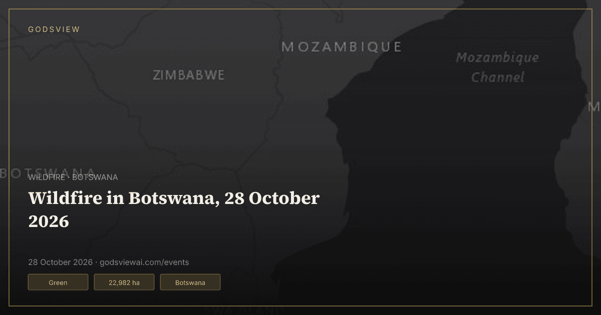 Map of Wildfire in Botswana, 28 October 2026