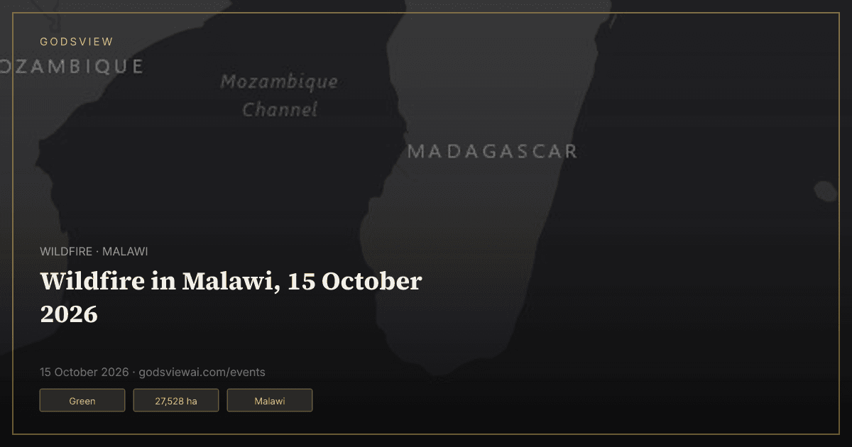 Map of Wildfire in Malawi, 15 October 2026